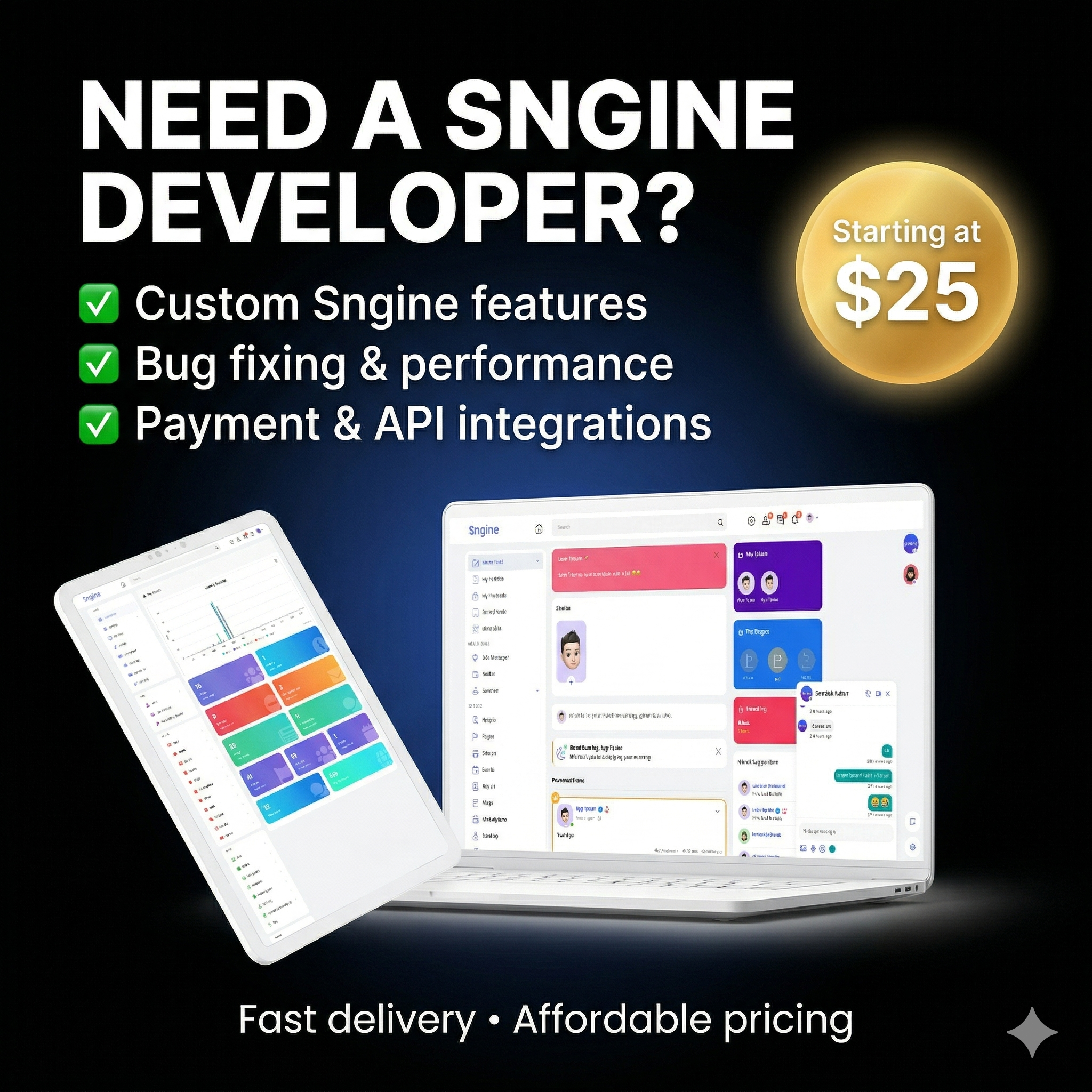 I will install and customize sngine, wowonder, playtube, deepsound
