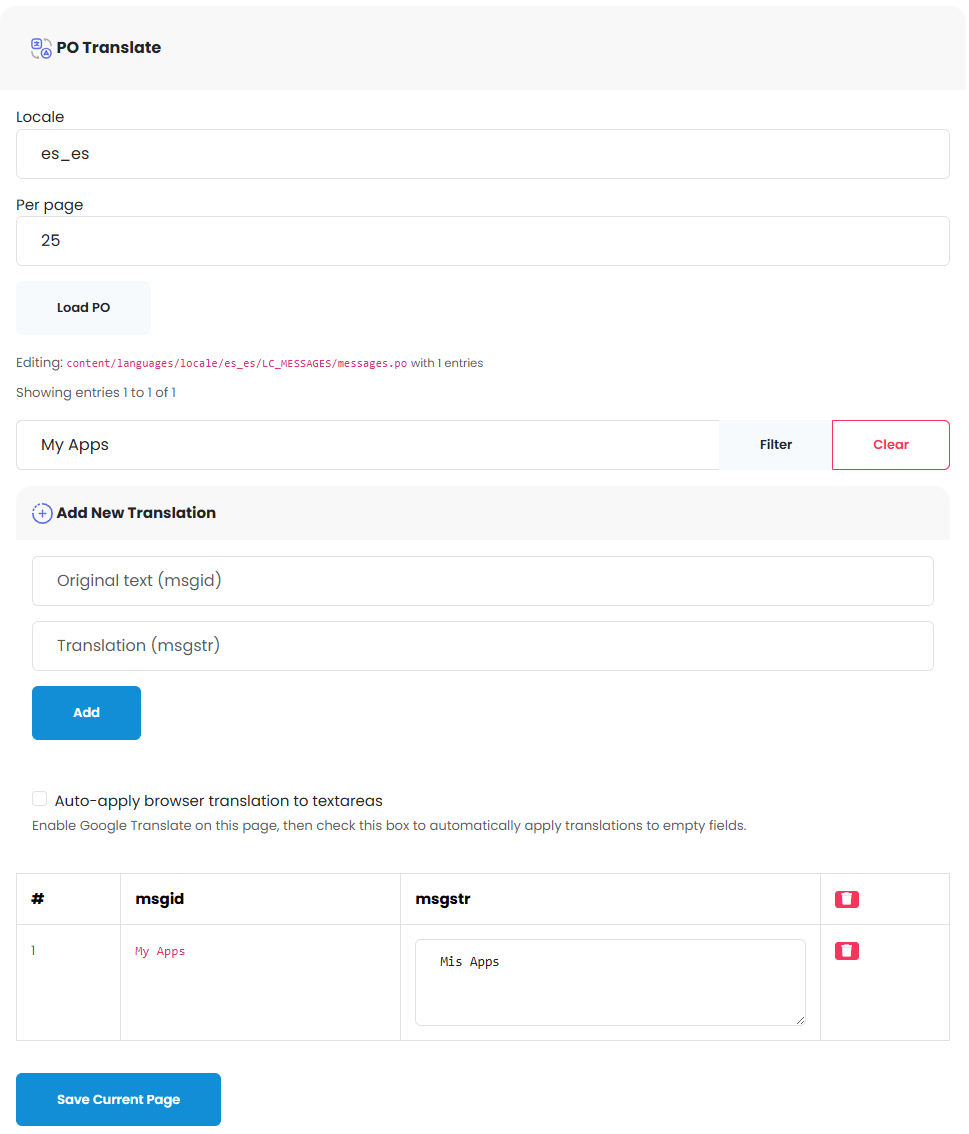 PoTranslate Sngine Add-on