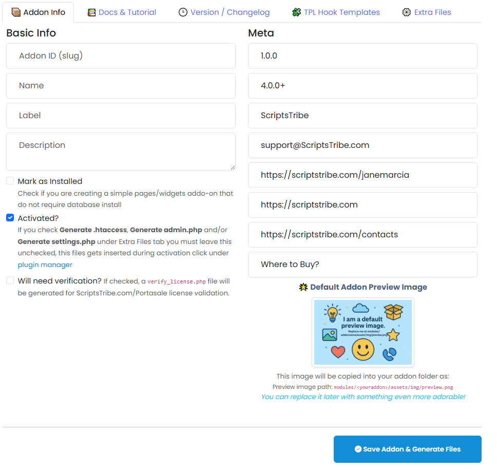 CreateAddon Extension for Plugin System Anyone Add-on